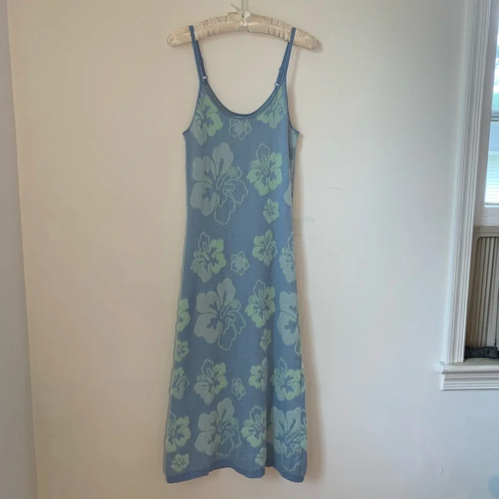 House Of Sunny Blue Crush Knit Midi Slip Dress